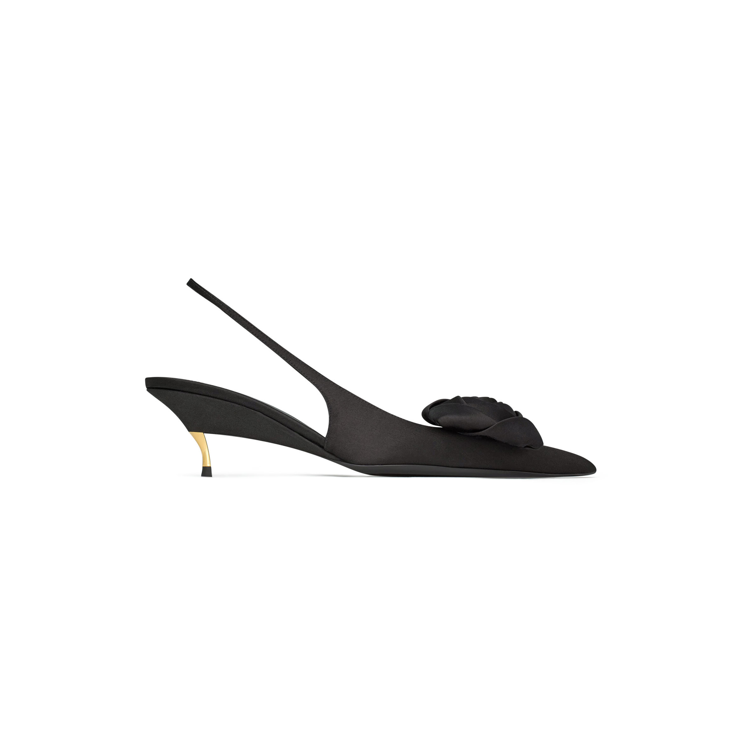 YSL DAKOTA SLINGBACK PUMPS IN SATIN CREPE 8476609QNAG1000